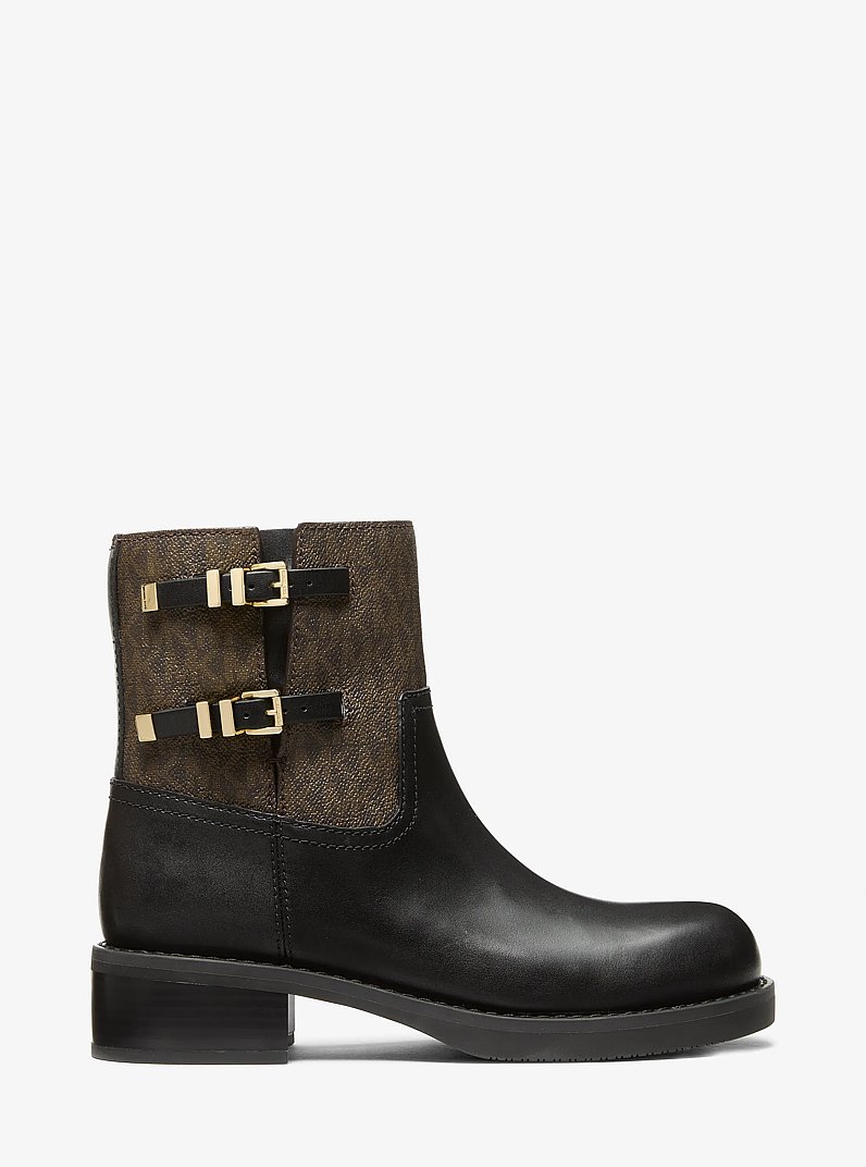 Darrington Leather and Signature Logo Ankle Boot in BROWN/BLK | Michael Kors