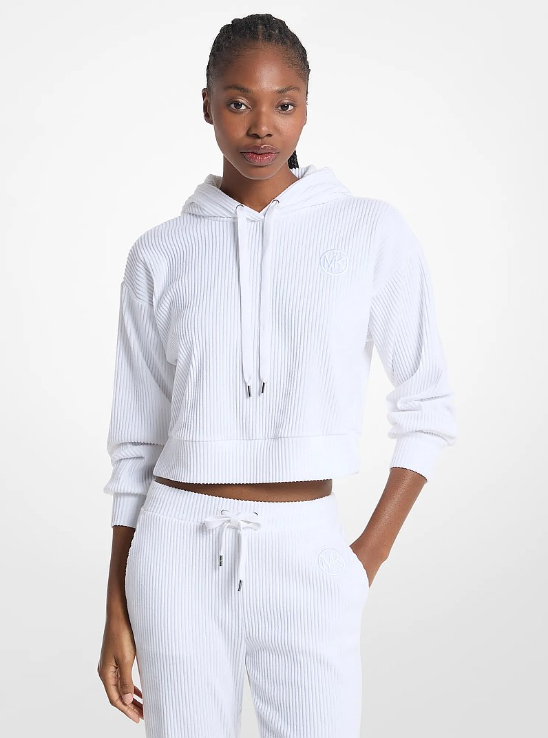 Sudadera con capucha de tejido acanalado in BLANCO | Michael Kors