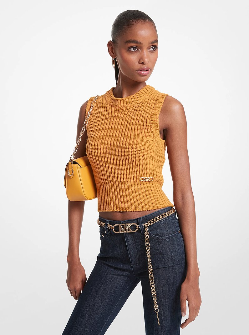 Haut sans manches en m&eacute;lange de laine m&eacute;rinos in ORANGE SOUCI | Michael Kors