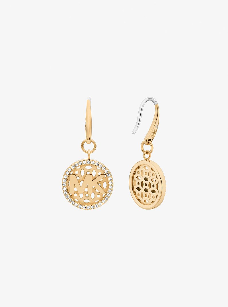 Pav&eacute; Logo Charm Earrings in GOLD | Michael Kors