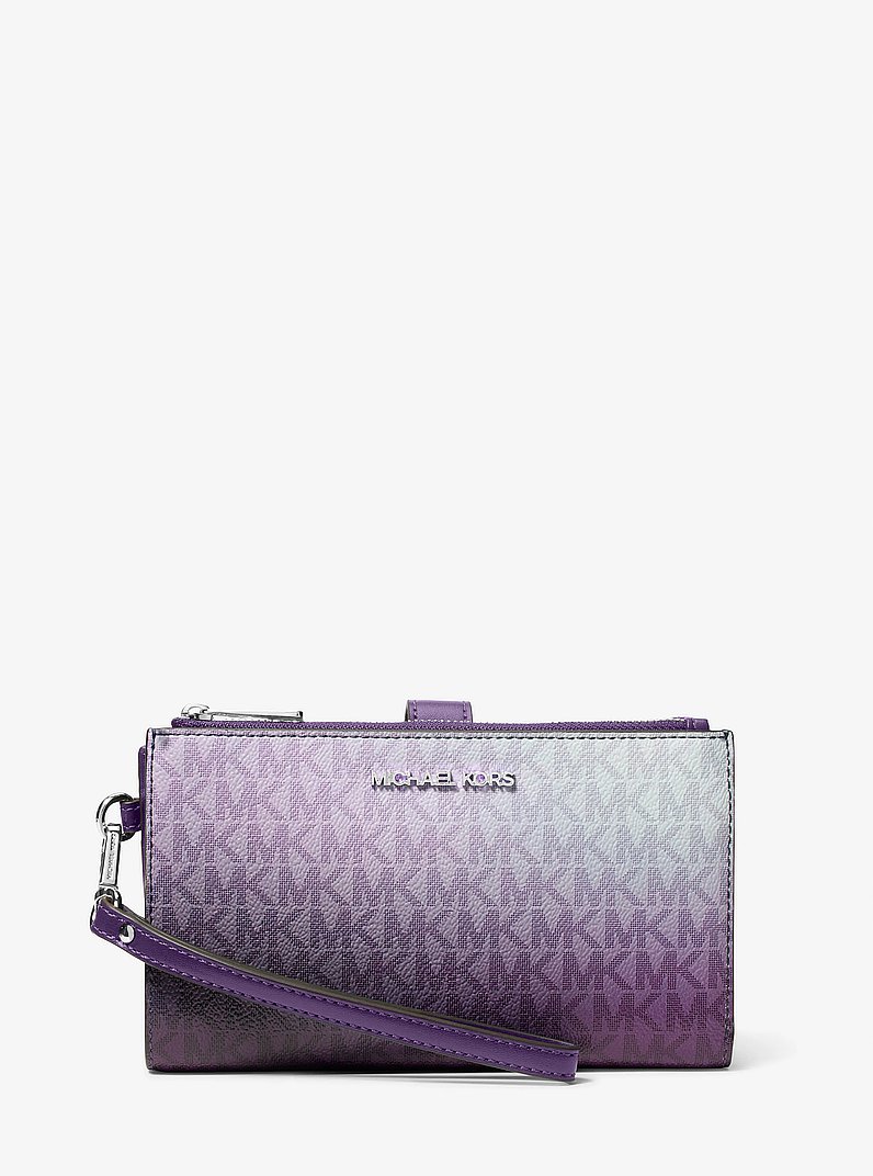 Jet Set Large Ombré Signature Logo Wristlet in DARK PURPLE ML
