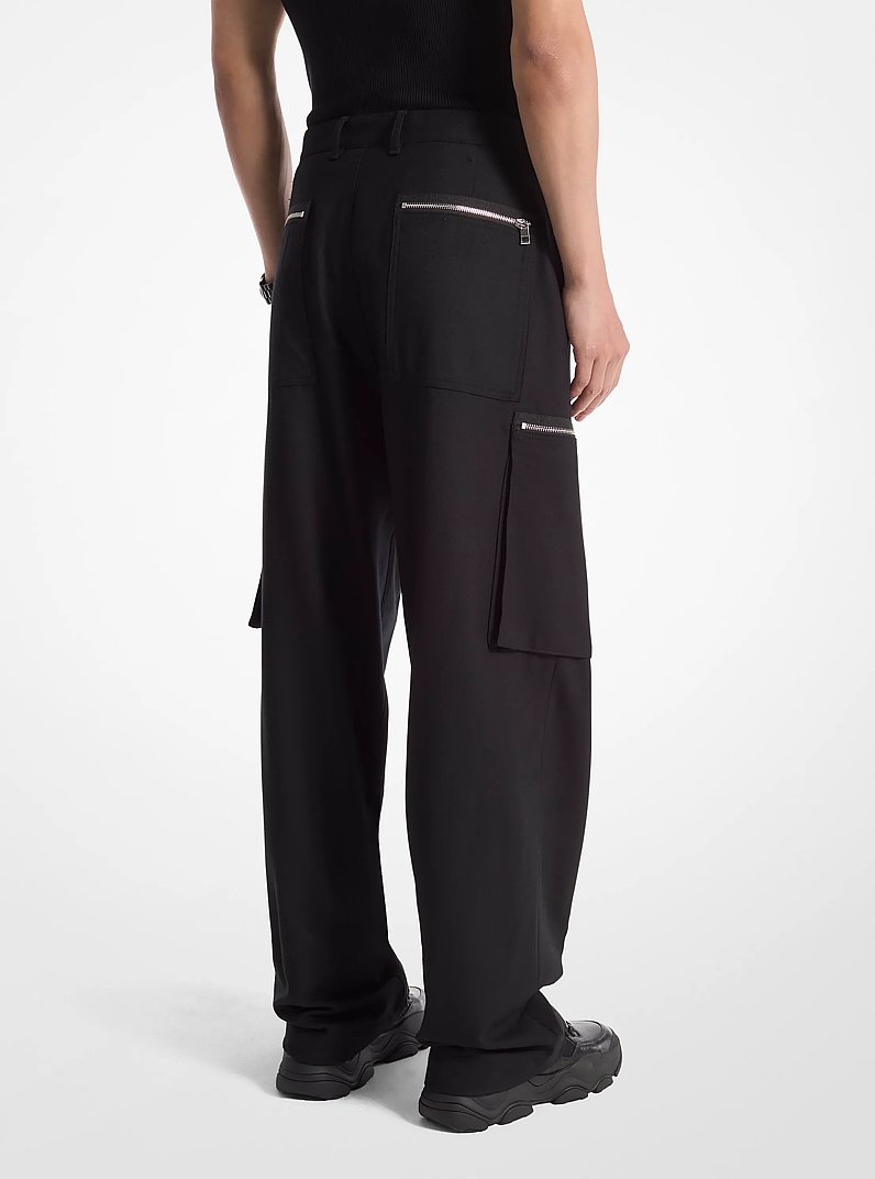 Stretch Wool Zip Cargo Pants in BLACK | Michael Kors