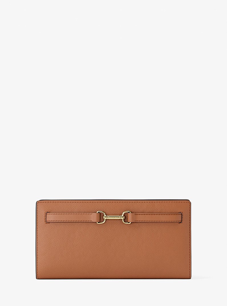 Carson Large Pebbled Leather Wallet in LUGGAGE | Michael Kors