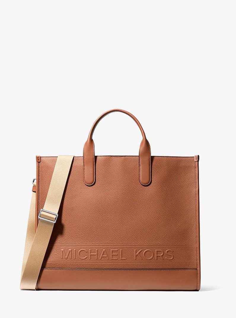 Hudson Pebbled Leather Tote Bag in LUGGAGE | Michael Kors