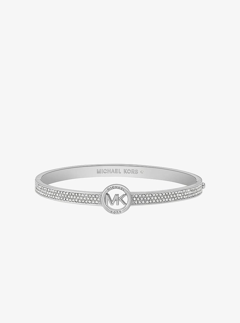 Pav&eacute; Logo Bangle in SILVER | Michael Kors