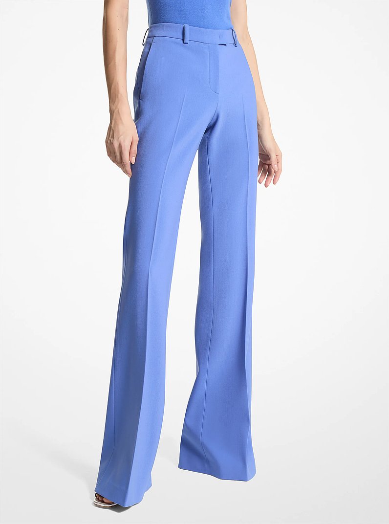 Haylee Stretch Pebble Crepe Flared Trousers in AZURE | Michael Kors