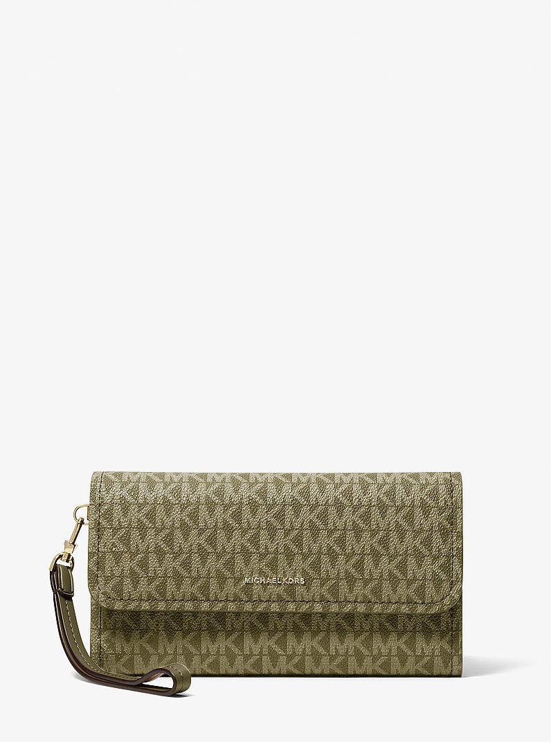 Jet Set Medium Signature Logo Convertible Wristlet in LODEN | Michael Kors
