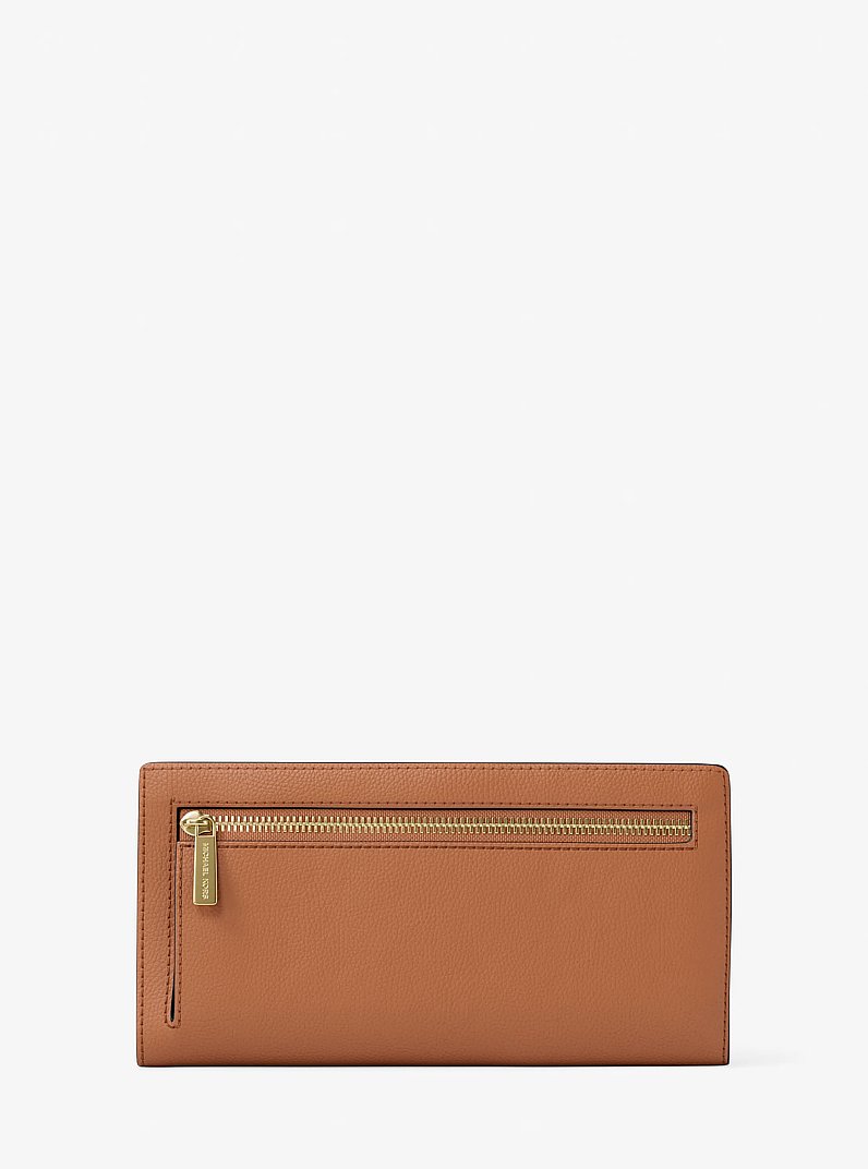 Carson Large Pebbled Leather Wallet in LUGGAGE | Michael Kors