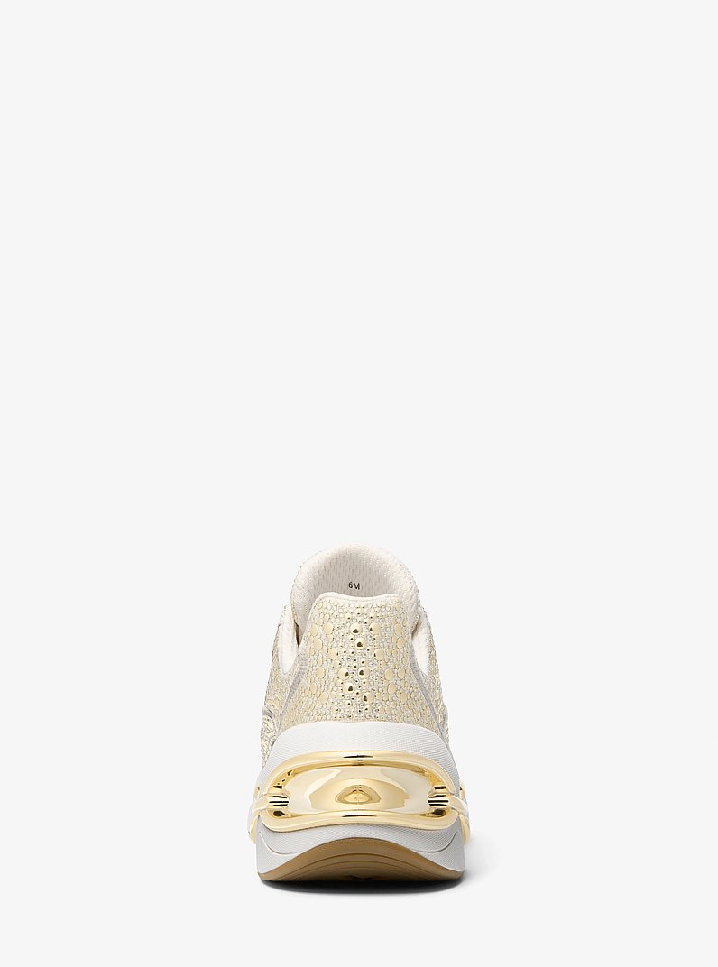 Toni Embellished Linen Blend Trainer in CREAM | Michael Kors