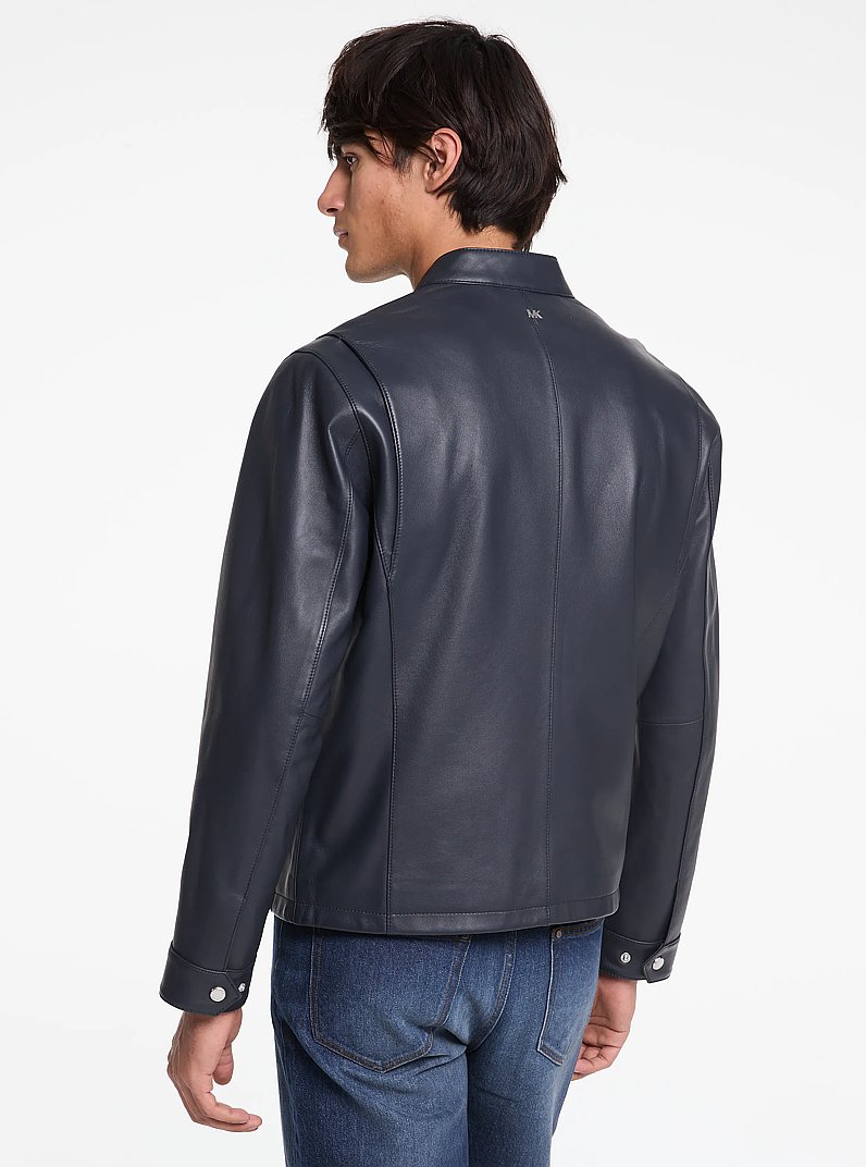Leather Moto Jacket in MIDNIGHT | Michael Kors