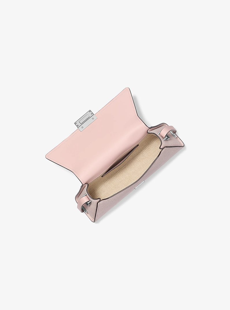 Lunar New Year Ludlow Medium Denim-Printed Leather Shoulder Bag in ROSEWATER | Michael Kors