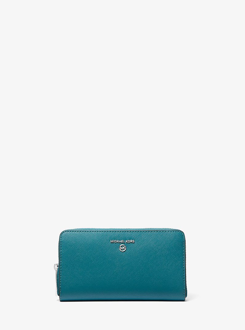 Jet Set Charm Medium Saffiano Leather Wallet in DARK CYAN | Michael Kors