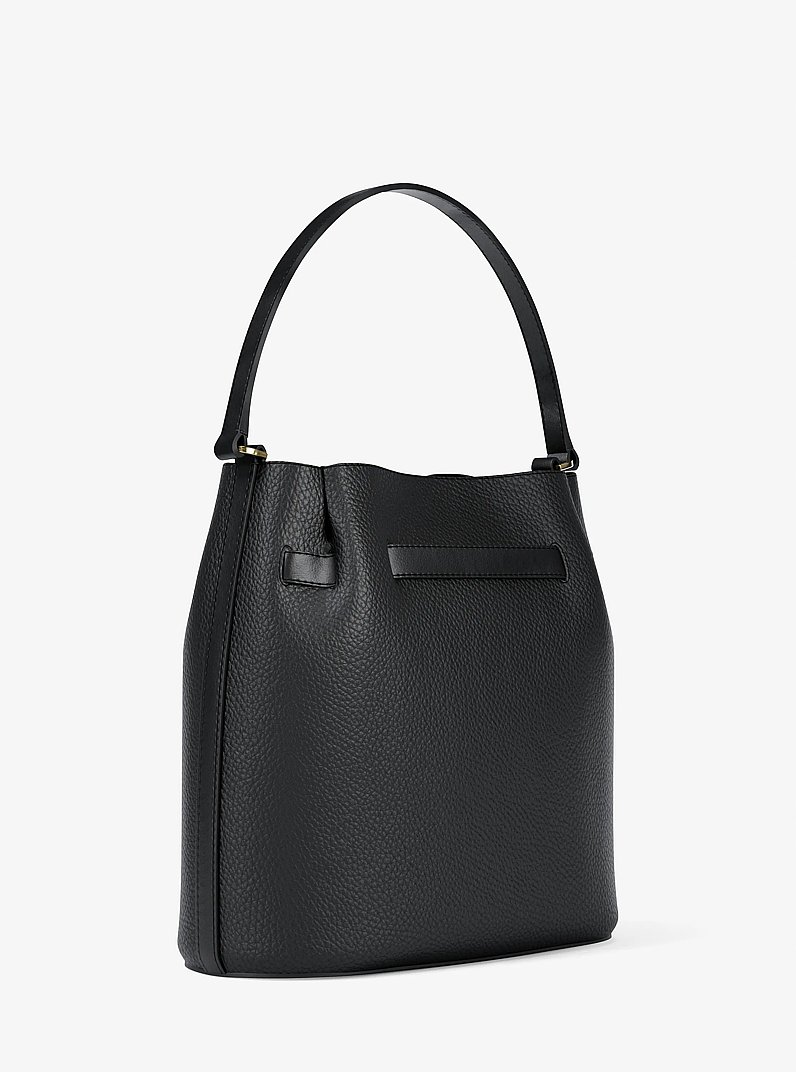 Carson Medium Pebbled Leather Convertible Bucket Crossbody Bag in BLACK | Michael Kors