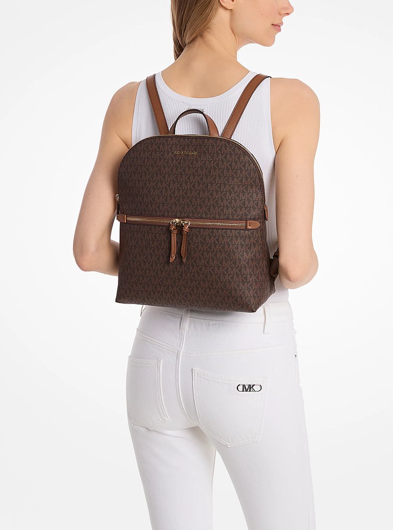 Dallas Medium Signature Logo Backpack in BROWN | Michael Kors