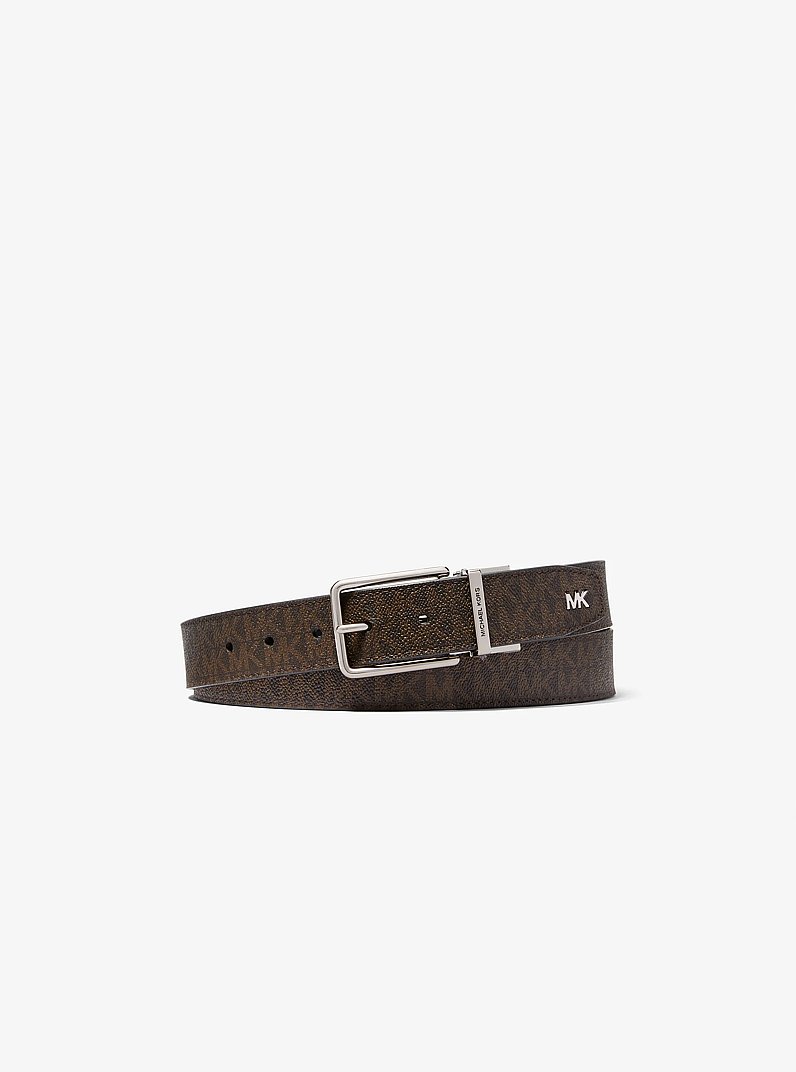 Reversible Logo and Leather Belt in BROWN/BLACK | Michael Kors