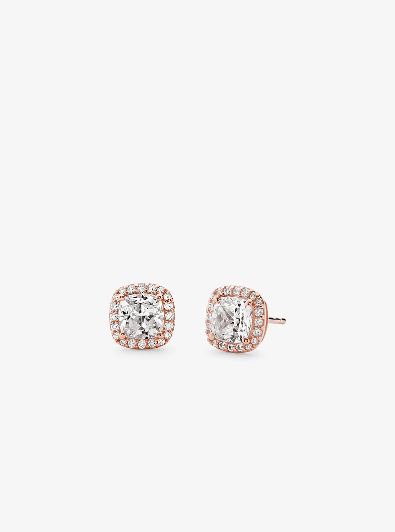 Precious Metal-Plated Sterling Silver Pav&eacute; Stud Earrings in ROSE GOLD | Michael Kors