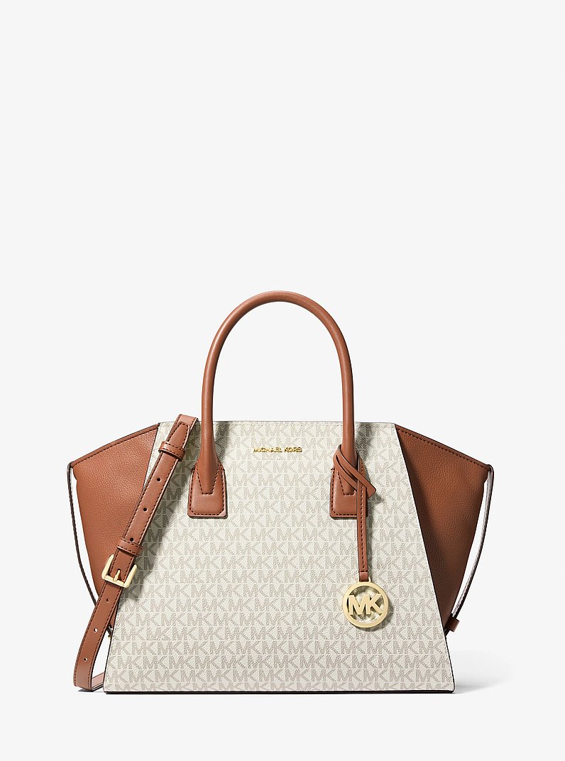 Avril Large Signature Logo Satchel in VANILLA | Michael Kors