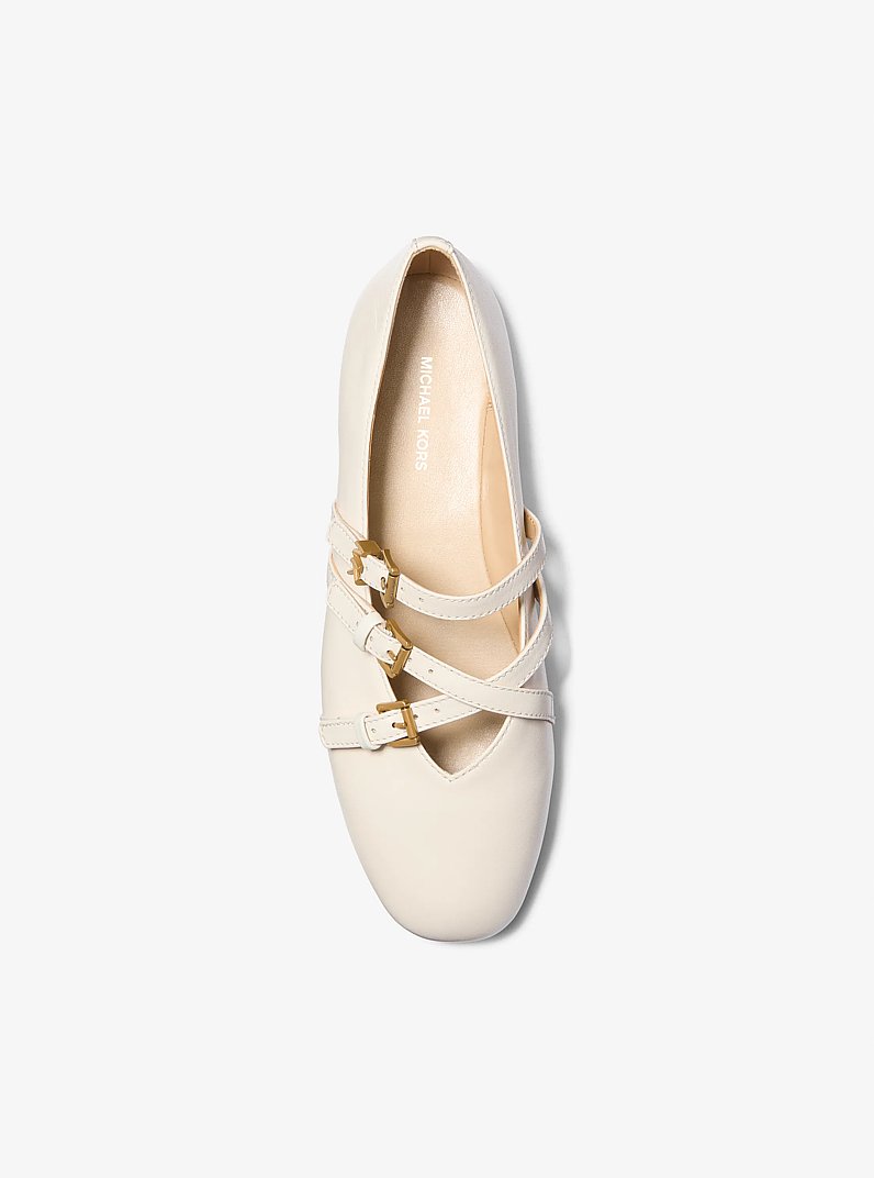 Indy Flex Leather Ballet Flat in LT CREAM | Michael Kors