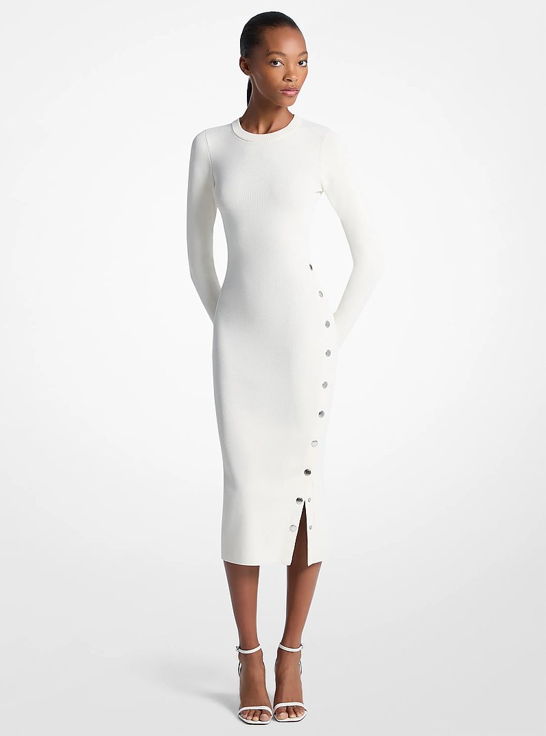 Viscose Blend Snap Dress in BONE | Michael Kors