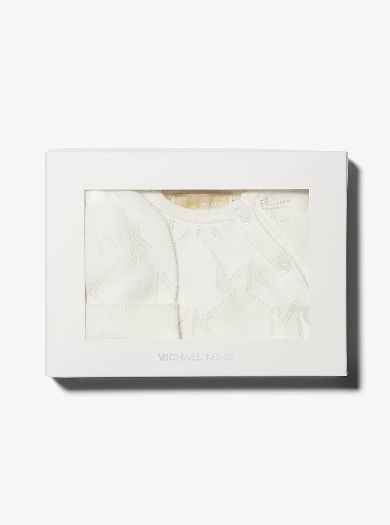 Pointelle Logo Cotton 3-Piece Baby Gift Set in OFF WHITE | Michael Kors
