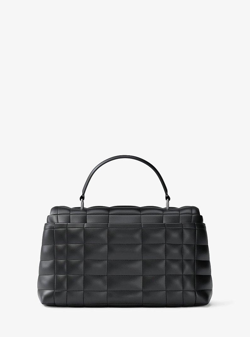 Tribeca Medium Quilted Leather Satchel in BLACK | Michael Kors