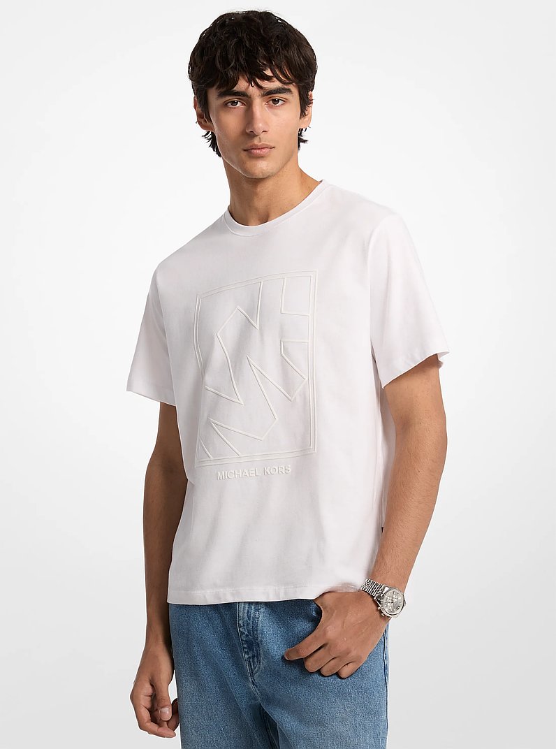 T-Shirt aus Baumwolle mit grafischem Logo in WEISS | Michael Kors