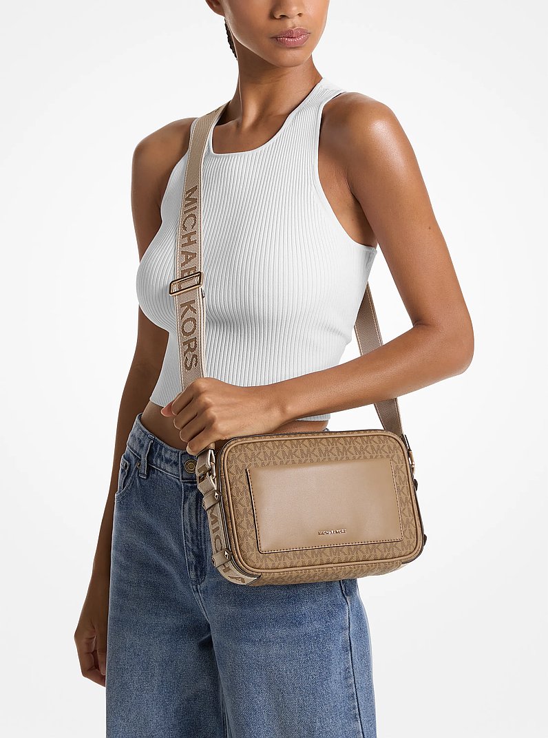 Maeve Large Signature Logo Crossbody Bag in HUSK | Michael Kors