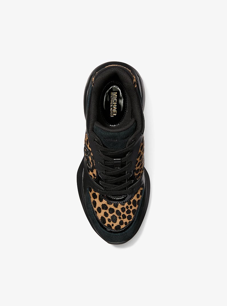 Zuma Cheetah Print Calf Hair and Leather Trainer in HUSK MULTI | Michael Kors