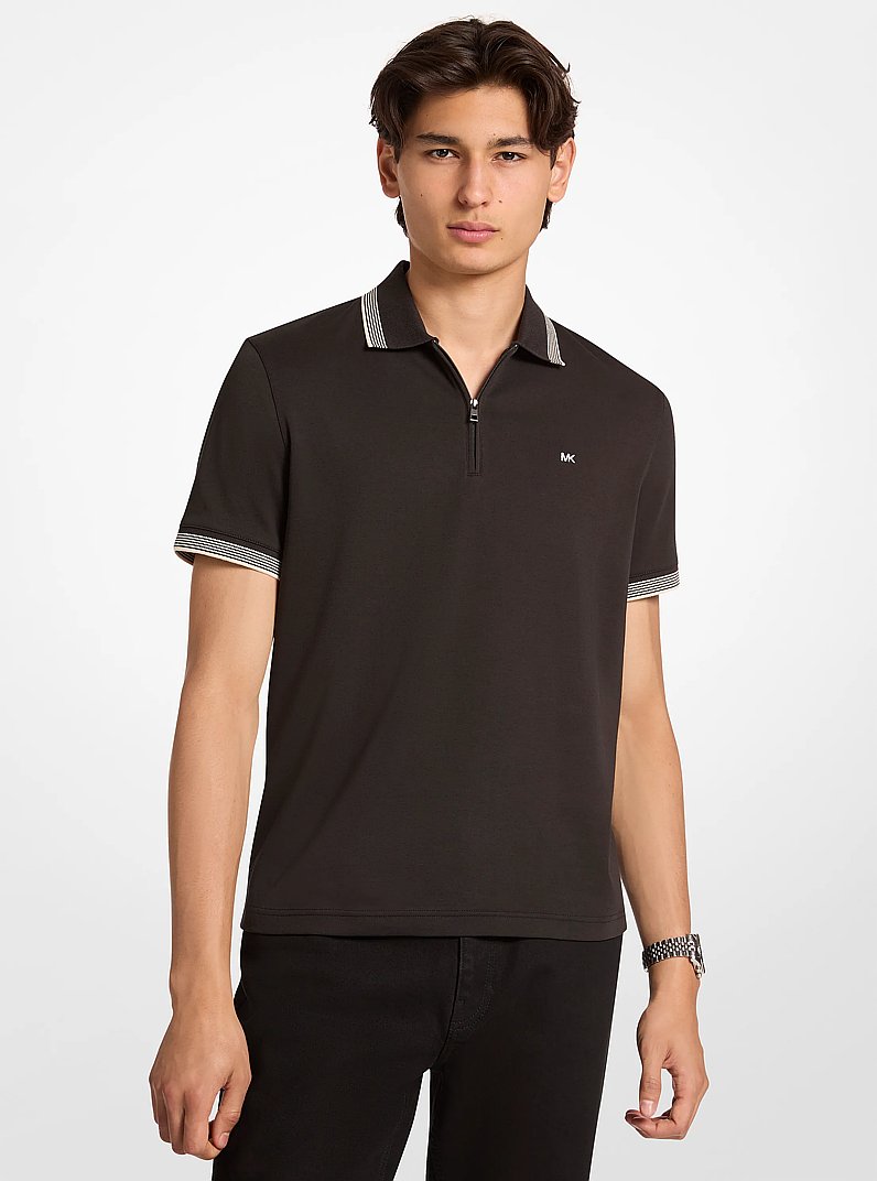 Polo de algod&oacute;n con cremallera in NEGRO | Michael Kors