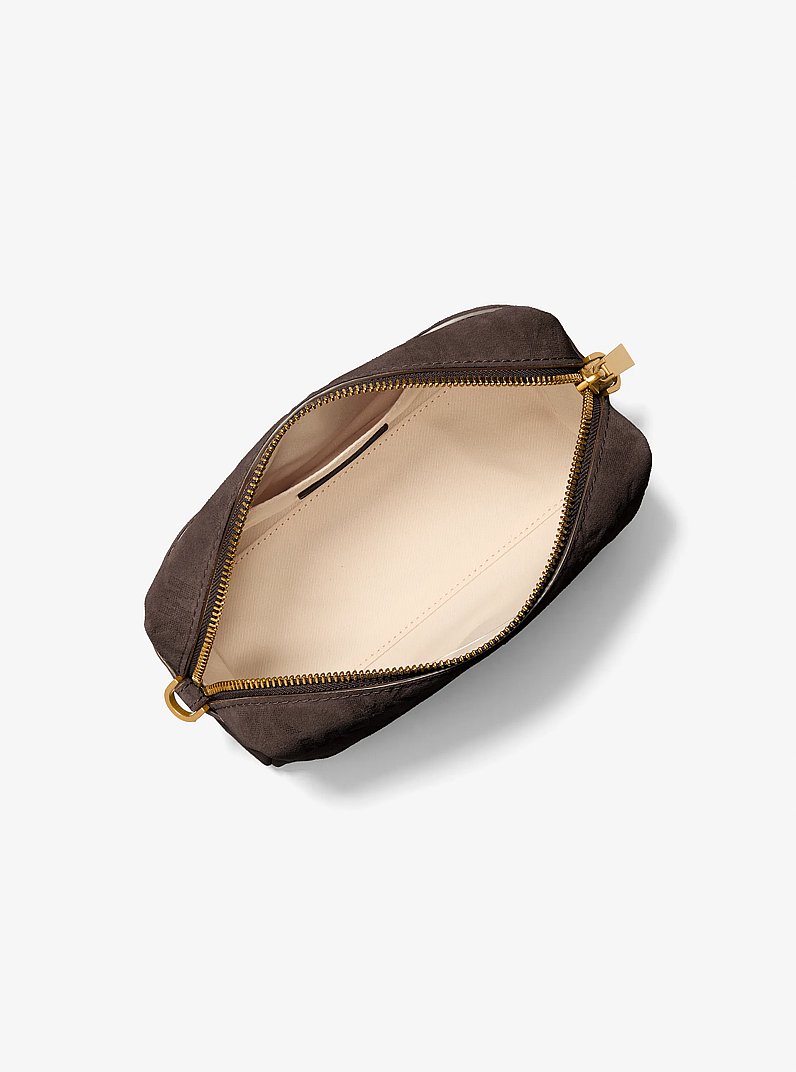 Bryant Small Logo Embossed Suede Convertible Crossbody Bag in CHOCOLATE | Michael Kors