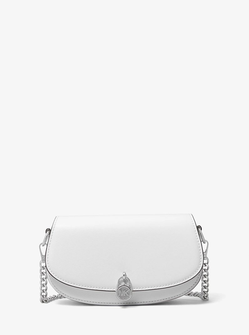 Mila Small Leather Convertible Crossbody Bag in OPTIC WHITE | Michael Kors