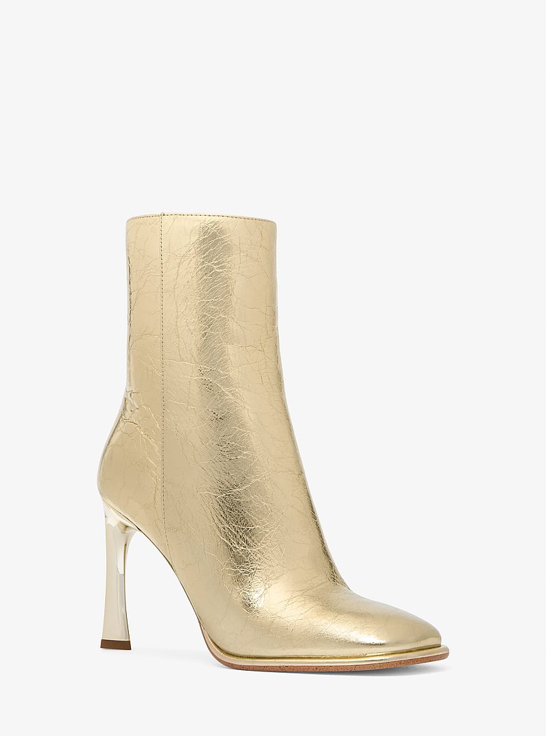 Kelsea Metallic Crackled Leather Boot in PALE GOLD | Michael Kors