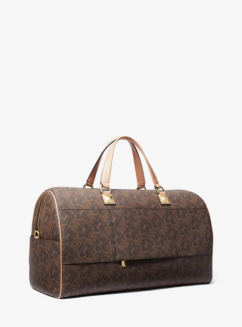 Grayson Extra-Large Empire Signature Logo Stripe Weekender Bag in BROWN | Michael Kors