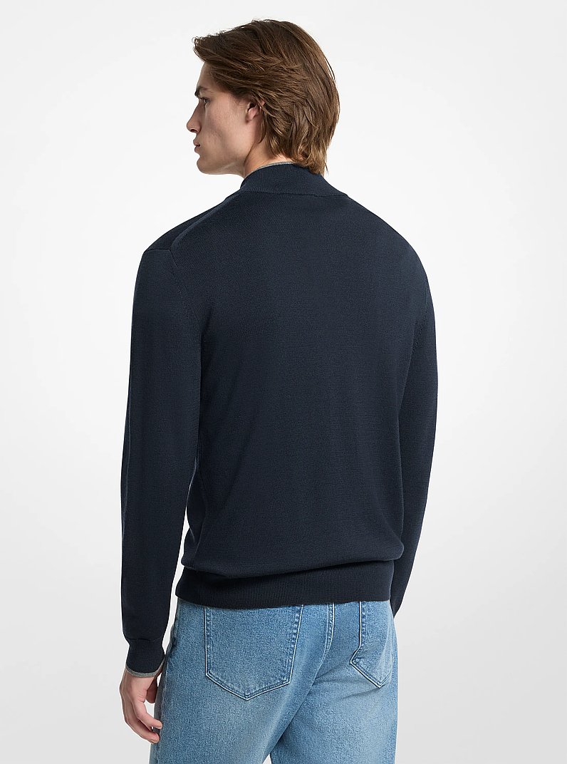 Wool Half-Zip Sweater in MIDNIGHT | Michael Kors