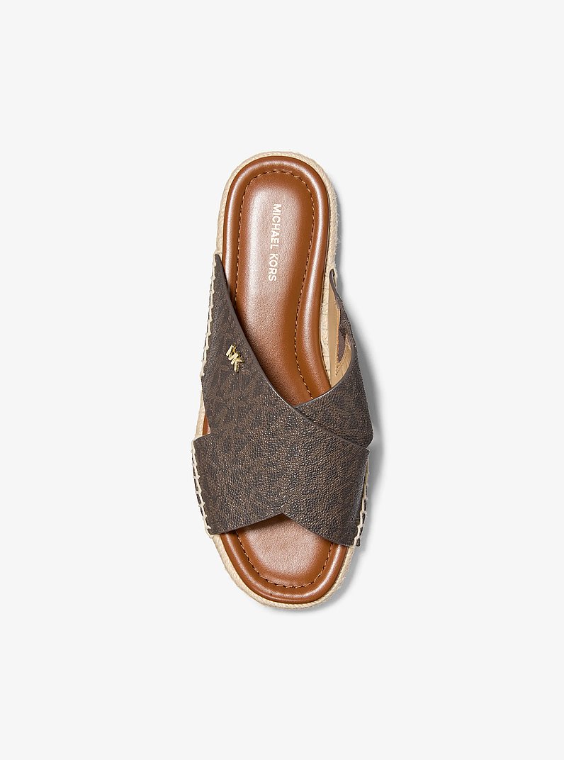 Kenzie Signature Logo Sandal in BROWN | Michael Kors