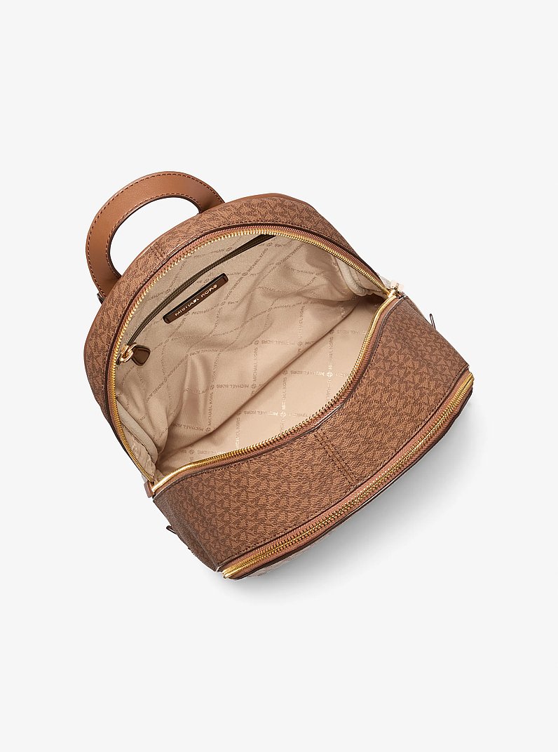 Rhea Medium Color-Block Signature Logo Backpack in CAMEL MLT | Michael Kors