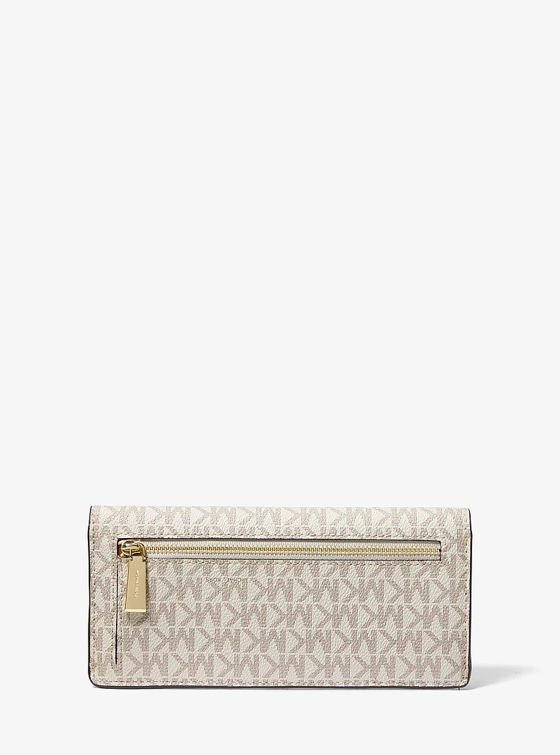 Jet Set Large Signature Logo Snap-Front Wallet in VANILLA/ACORN | Michael Kors