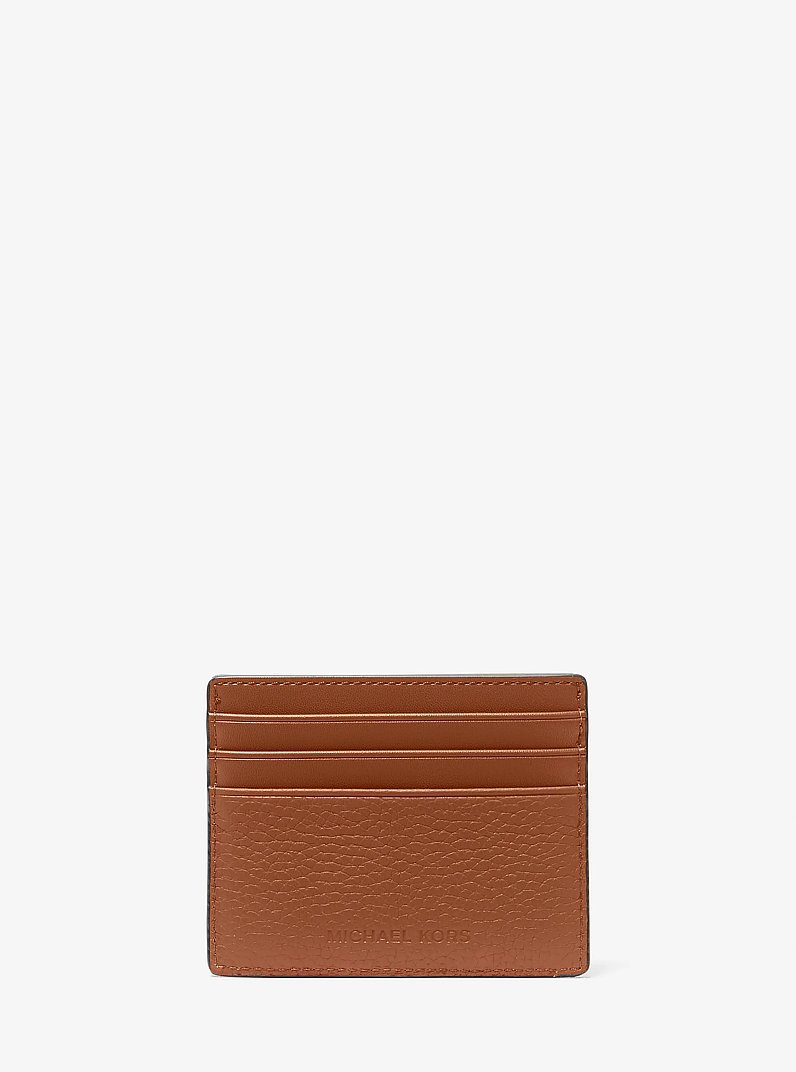Hudson Embossed Pebbled Leather Tall Card Case in LUGGAGE | Michael Kors