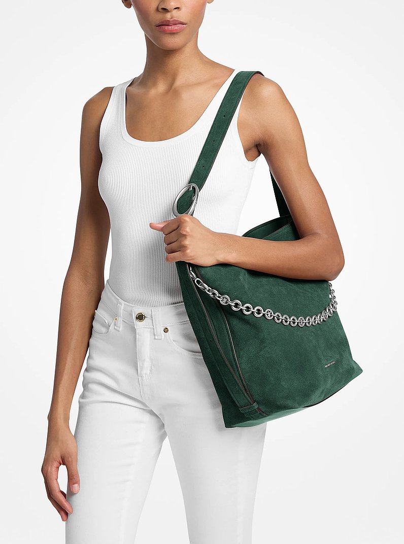 Nolita Large Suede Bucket Bag in MOSS | Michael Kors