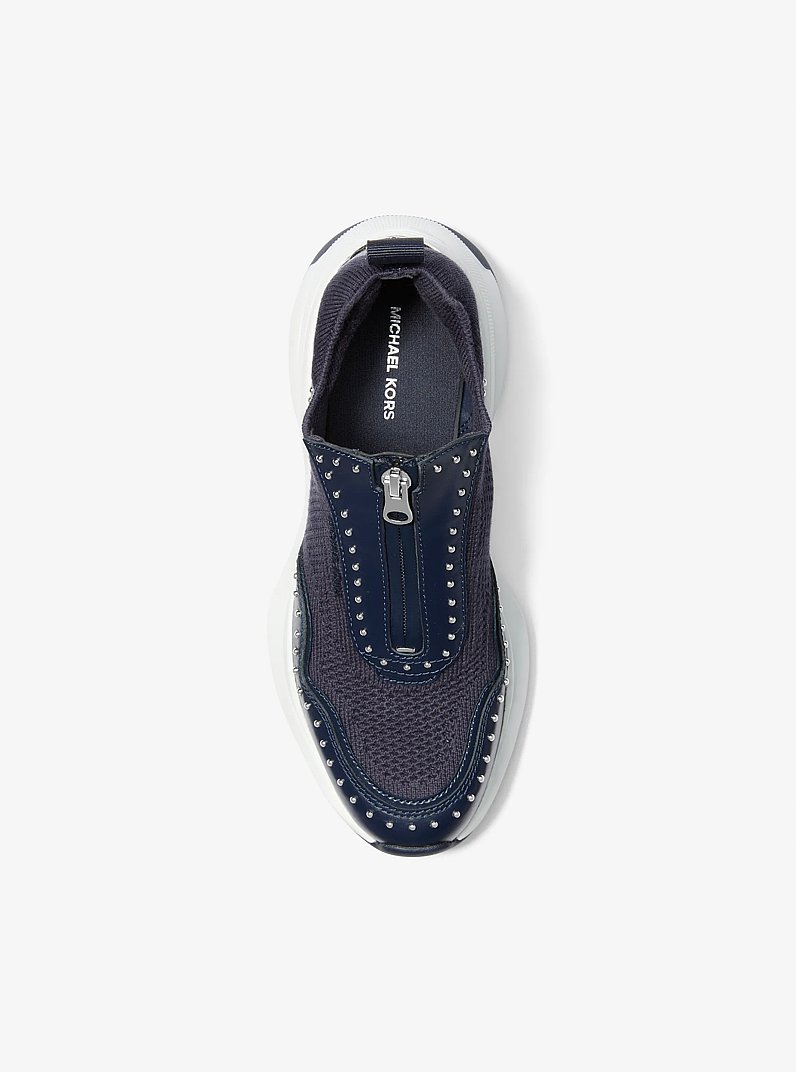 Zuma Studded Mixed-Media Trainer in DRESS BLUES | Michael Kors