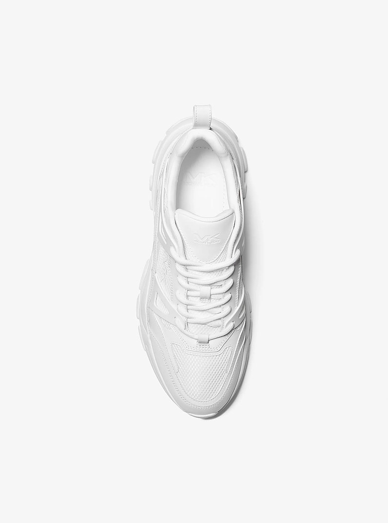 Nick Faux Leather and Mesh Trainer in OPTIC WHITE | Michael Kors