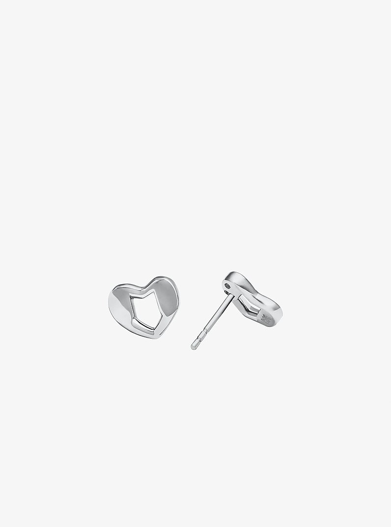 Precious Metal-Plated Sterling Silver Heart Stud Earrings in SILVER | Michael Kors