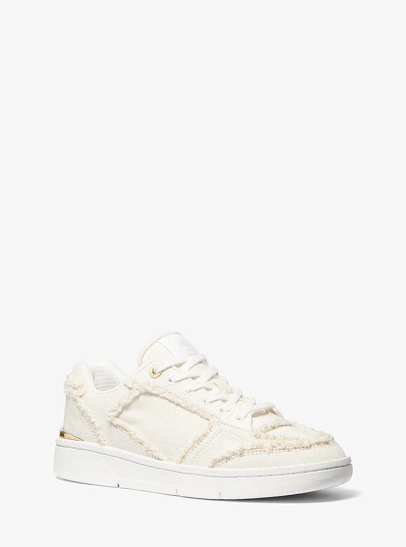 Rebel Frayed Denim Sneaker in OPTIC WHITE | Michael Kors