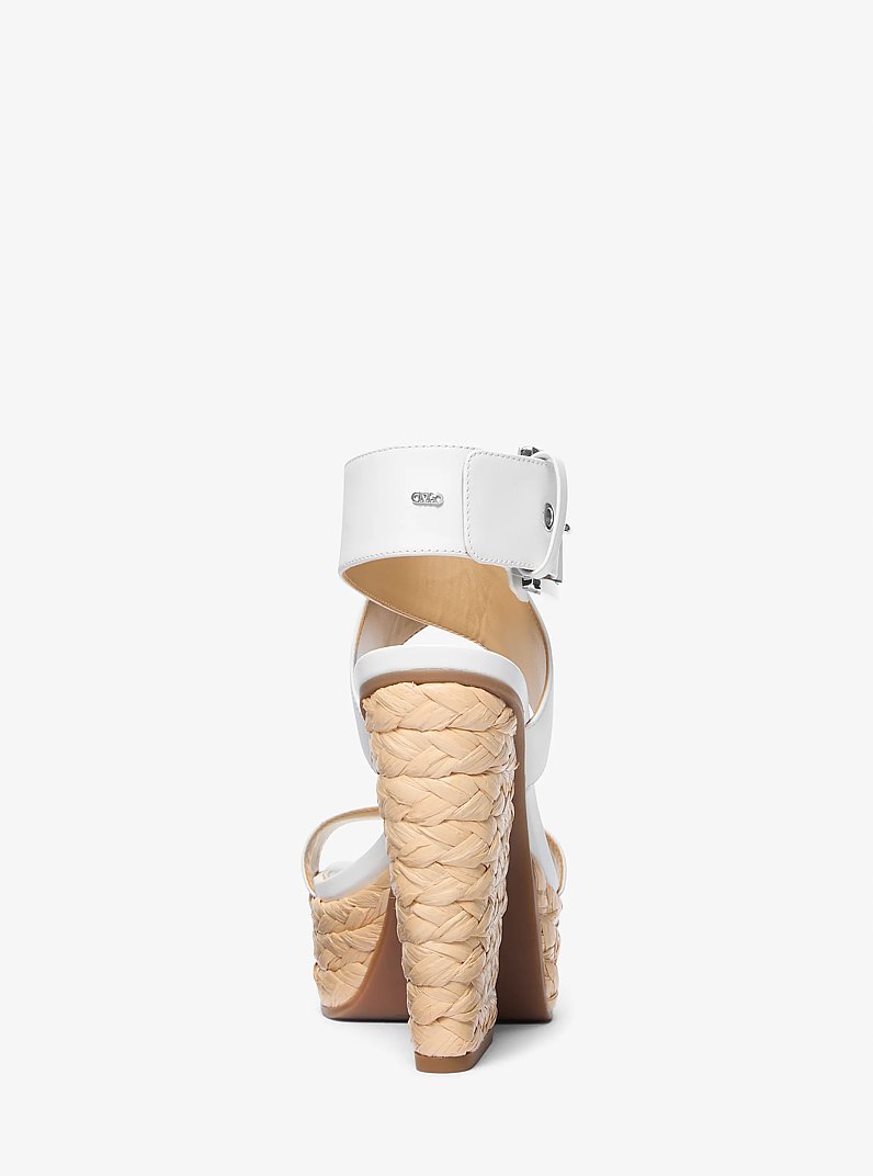 Rhoda Leather Platform Sandal in OPTIC WHITE | Michael Kors