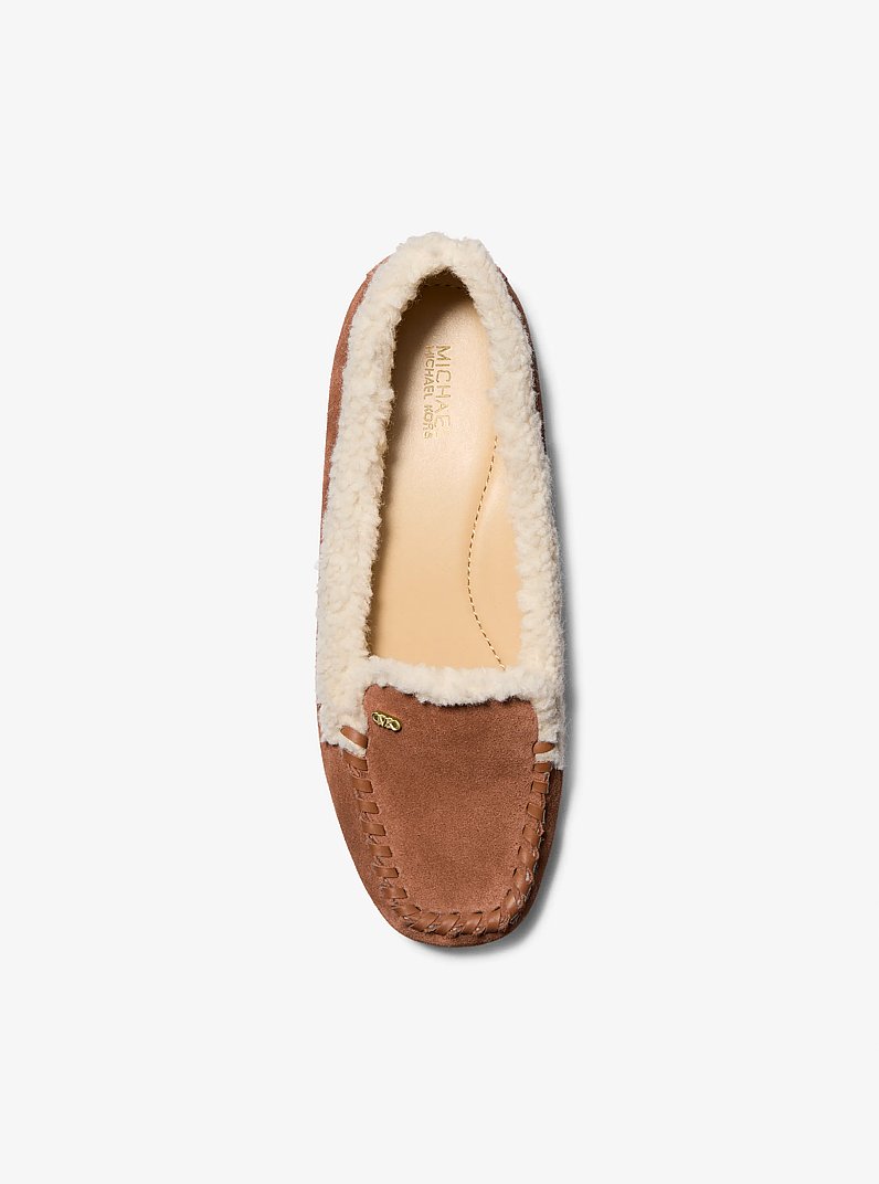Eve Suede and Faux Shearling Moccasin in LUGGAGE | Michael Kors