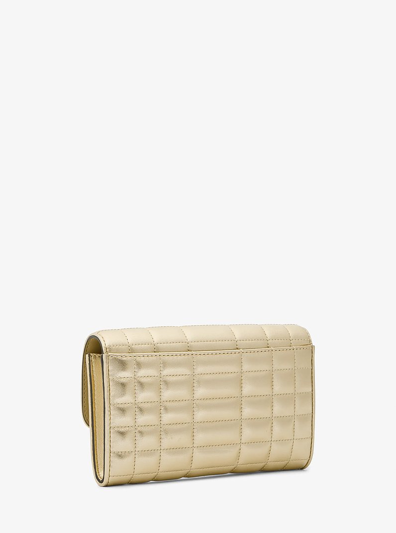 Tribeca Metallic Leather Convertible Crossbody Bag in PALE GOLD | Michael Kors