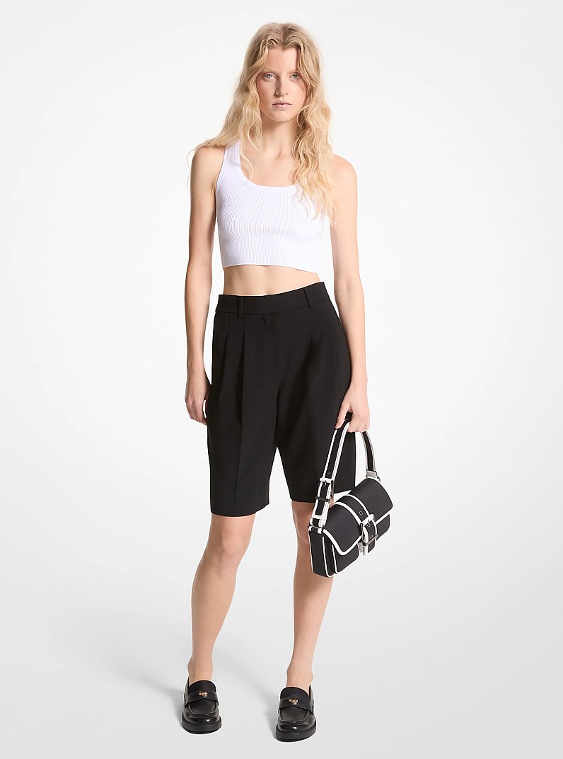 Crepe Bermuda Shorts in BLACK | Michael Kors