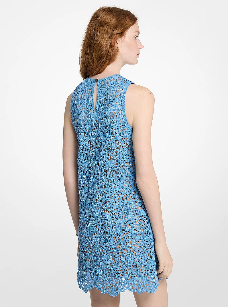 Robe en coton crochet&eacute; &agrave; imprim&eacute; cachemire in BLEUET VIF | Michael Kors