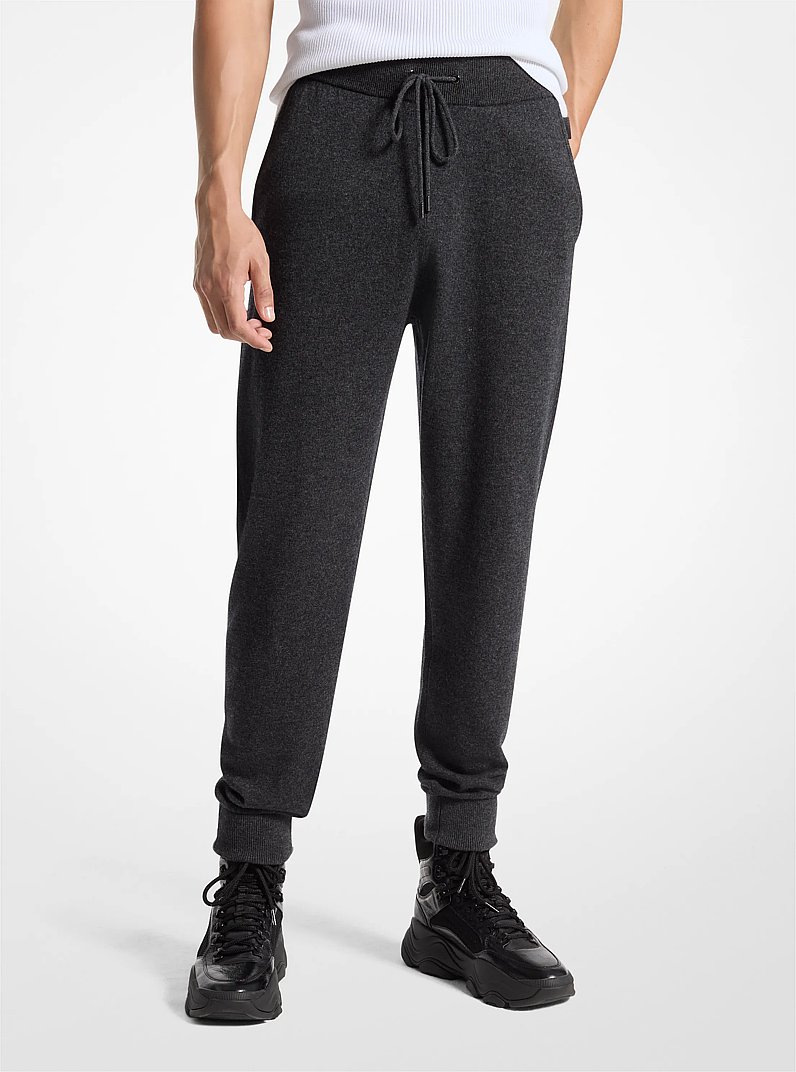 Wool and Cashmere Blend Joggers in CHARCOAL_MELANGE | Michael Kors