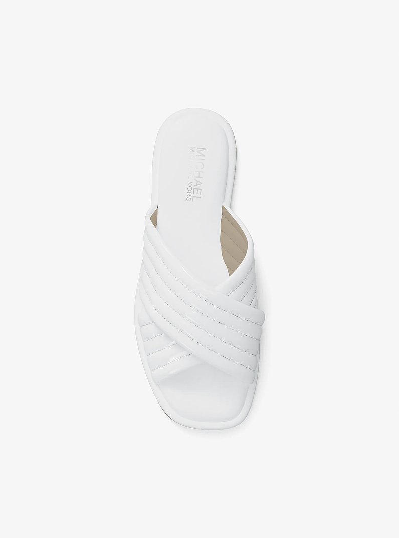 Portia Patent Slide Sandal in OPTIC WHITE | Michael Kors